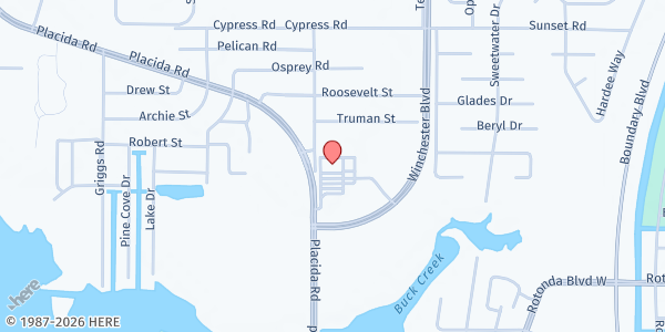 Map showing Saint Francis of Assisi Catholic Church at 5265 Placida Rd., Grove City, FL