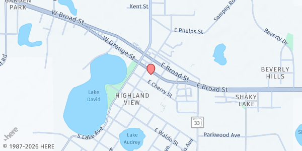 Map showing First Baptist Church of Groveland at 137 E. Cherry St., Groveland, FL