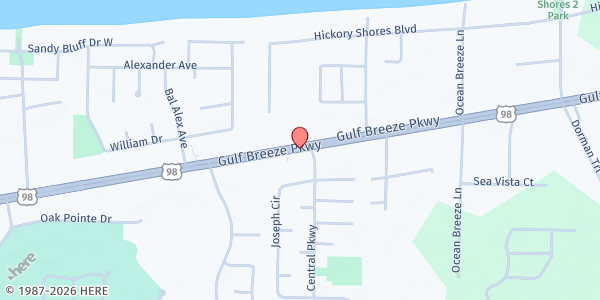 Map showing Interfaith Ministries - Gulf Breeze at 4335 Gulf Breeze Pkwy., Gulf Breeze, FL