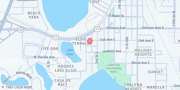 Map showing New Horizon Church - A House Blest at 114 S. 2nd St., Haines City, FL