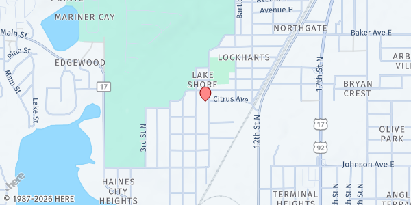 Map showing Rise Up Feed and Seed Food Pantry at 826 North 8th Street, Haines City, FL