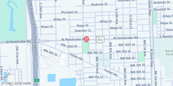 Map showing Hallandale Human Services Dept. - The Hepburn Center at 1000 NW 8th Ave., Hallandale Beach, FL