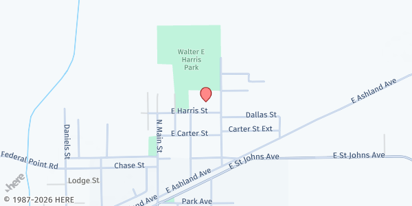 Map showing The Simon's House at 400 E. Harris St, Hastings, FL