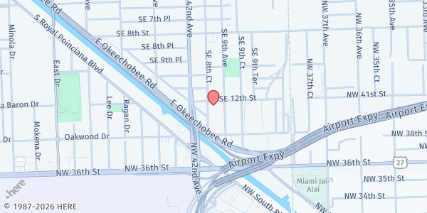Map showing Centro Comunitario AFE at 868 SE 12th St., Hialeah, FL
