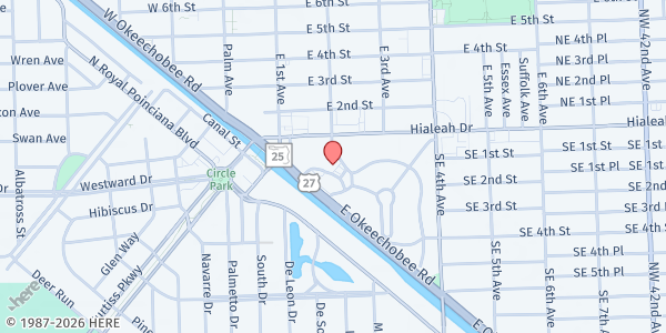 Map showing Pilgrim's SDA at 110 Eucalyptus Dr, Hialeah, FL
