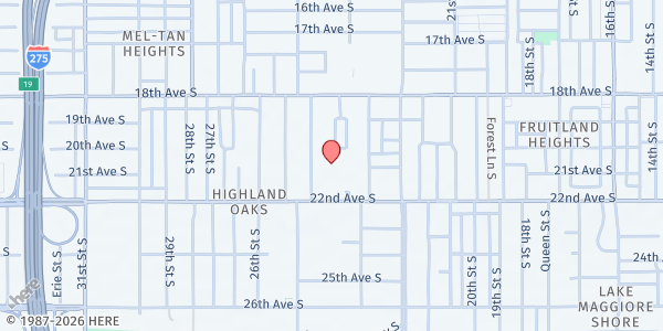 Map showing 360 Eats @ James B. Sanderlin Center at 2335 22nd Avenue South, Highland Oaks, FL