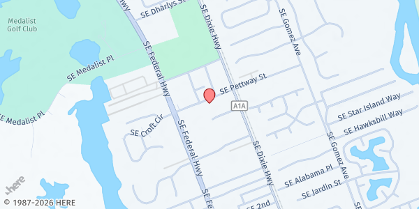 Map showing New Mount Zion Missionary Baptist Church at 8224 SE Pettway St., Hobe Sound, FL