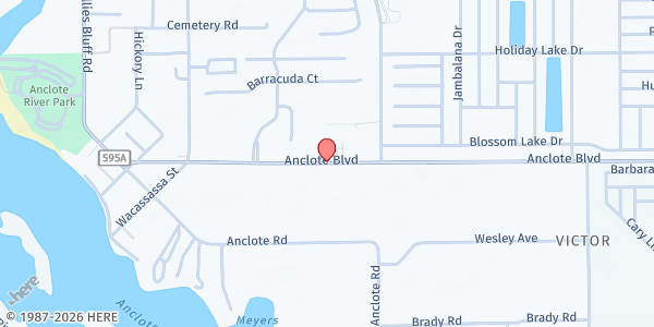 Map showing Gulfside Elementary at 2329 Anclote Boulevard, Holiday, FL