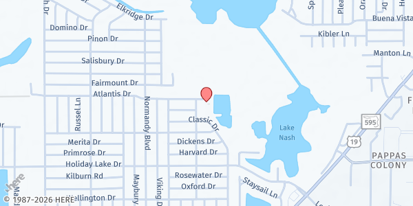 Map showing Holiday Lake Estates Civic Center at 3624 Atlantis Drive, Holiday, FL