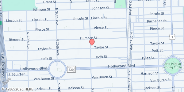 Map showing Global Village Impact Pantry at 2349 Taylor St, Hollywood, FL