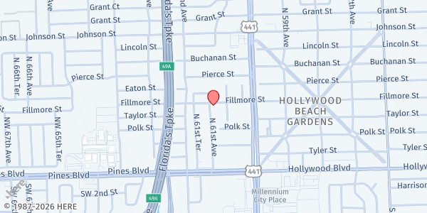 Map showing Hermon Community at 6102 Fillmore St, Hollywood, FL