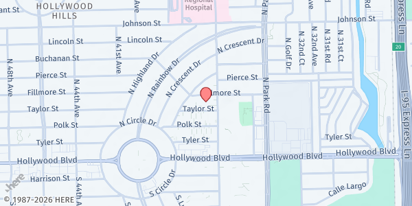 Map showing Hollywood Hills UMC at 400 N. 35th Ave., Hollywood, FL