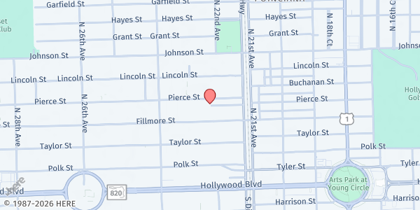 Map showing Rayfield Family Literacy, Inc. at 2210 Pierce St., Hollywood, FL
