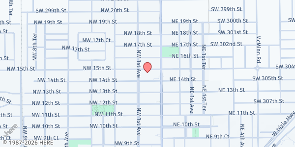 Map showing FARM SHARE, INC.CENTERS OF MEDICAL EXCELLENCE - Homestead at 50 Northwest 15th Street, Homestead, FL