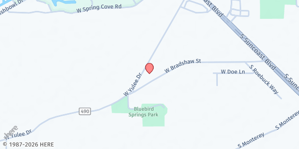 Map showing First United Methodist Church of Homosassa at 8831 W. Bradshaw St., Homosassa, FL