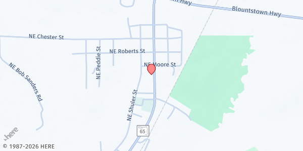 Map showing Mt. Zion United Pentecostal Church at 17177 NE SR 65, Hosford, FL