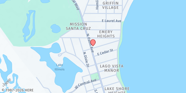 Map showing Howey In The Hills Community Church at 500 N. Palm Avenue, Howey In the Hills, FL