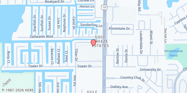 Map showing Hudson First United Methodist Church at 13123 U.S. 19, Hudson, FL