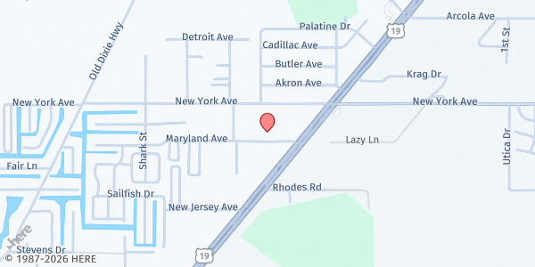 Map showing Pasco County Women's Shelter – Catholic Charity at 7801 Maryland Avenue, Hudson, FL