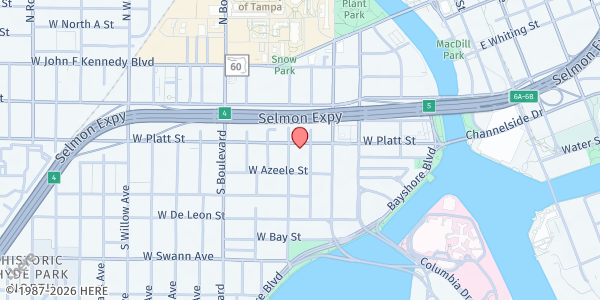 Map showing Hyde Park United Methodist Church at 500 West Platt Street, Hyde Park, FL