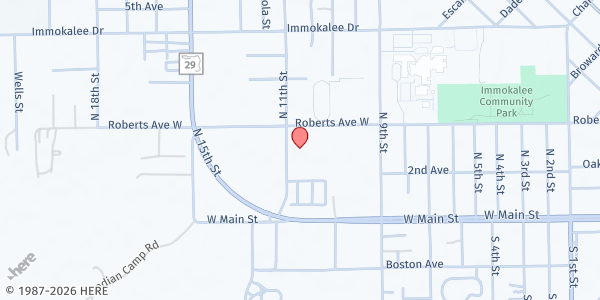 Map showing Boys & Girls Club of Collier County at 1155 Roberts Ave. W., Immokalee, FL
