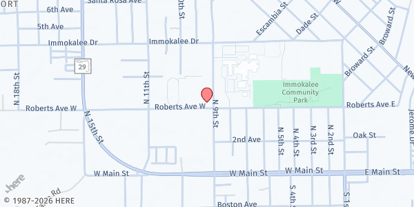 Map showing First United Methodist Church of Immokalee at 303 N. 9th St., Immokalee, FL