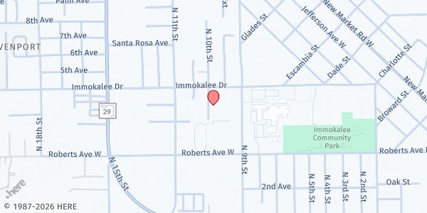 Map showing IMMOKALEE MIDDLE SCHOOL at 401 N. 9th St., IMMOKALEE, FL
