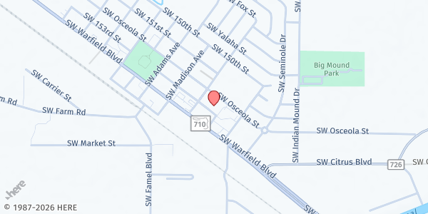 Map showing C.R.O.S. Ministries, Inc. at 15451 SW 150th Street, Indiantown, FL