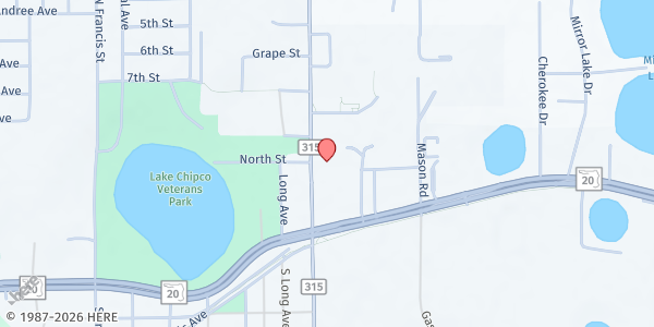 Map showing First Baptist Church of Interlachen at 115 N. County Road 315, Interlachen, FL