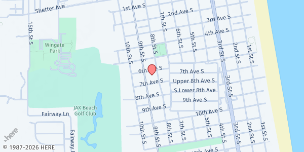 Map showing BEAM- Beaches Emergency Assistance Ministry at 850 6th Avenue S; Ste 400, Jacksonville Beach, FL