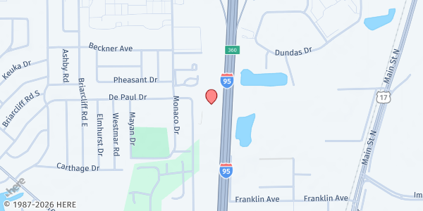 Map showing Abyssinia Missionary Baptist Church at 10325 Interstate Center Dr., Jacksonville, FL