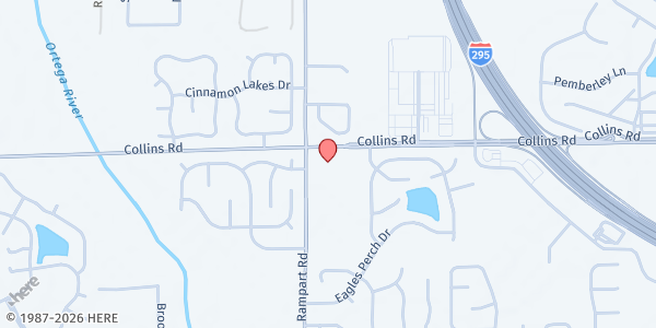 Map showing Argyle Church of Christ at 7310 Collins Road, Jacksonville, FL