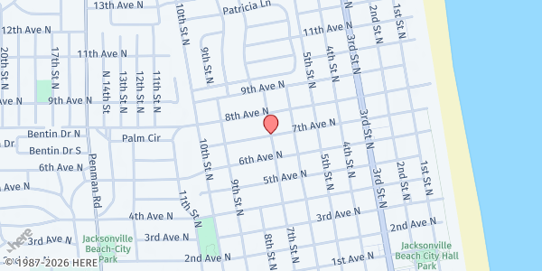 Map showing Beaches Community Kitchen at 7th Ave N 3rd Street, Jacksonville, FL