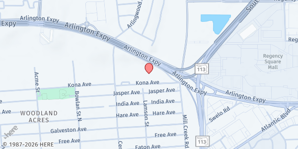 Map showing Bethany Ministries at 8550 Arlington Expressway, Jacksonville, FL