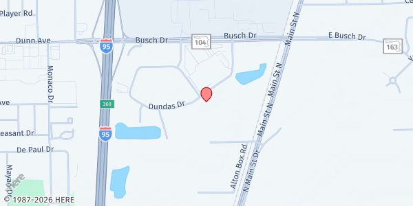 Map showing Beyond the Walls Outreach Ministries at 320 Dundas Drive, Jacksonville, FL