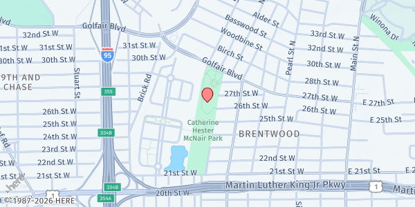 Map showing Bridge the Gap Main Location at 561 W. 25th St., Jacksonville, FL