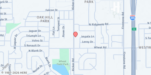 Map showing Builders of the Faith Community Church at 5899 Ricker Rd., Jacksonville, FL