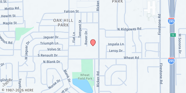 Map showing Builders of the Faith at 5900 Ricker Road, Jacksonville, FL