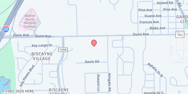 Map showing Calvary Baptist Church at 4040 Dunn Avenue, Jacksonville, FL