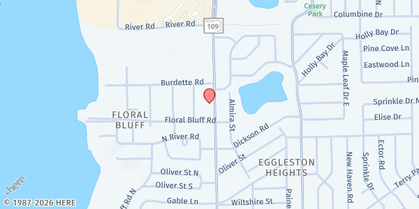 Map showing Central Church of the Nazarene at 2130 University Blvd. N., Jacksonville, FL