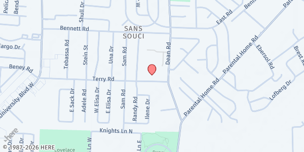 Map showing Chet's Creek Church at 6625 Terry Road, Jacksonville, FL