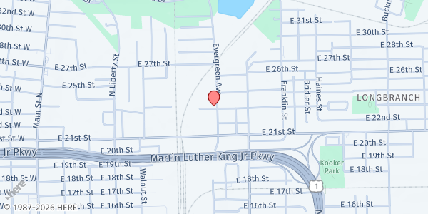 Map showing Christian Fellowship Ministries at 3302 Evergreen Ave., Jacksonville, FL