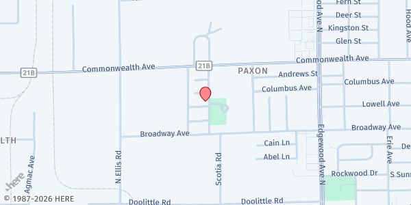 Map showing Church of Christ at Odessa St at 852 Odessa Dr. E., Jacksonville, FL