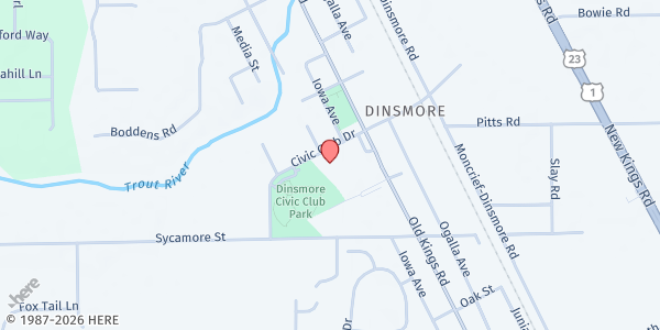 Map showing Dinsmore Elementary School Food Pantry at 7126 Civic Club Dr., Jacksonville, FL