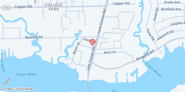 Map showing Dove Outreach at 10310 Lem Turner Road, Jacksonville, FL