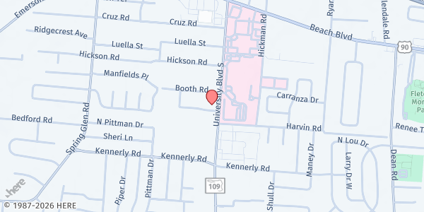 Map showing Epic-Cure Duval at 3760 University Blvd. S., Jacksonville, FL