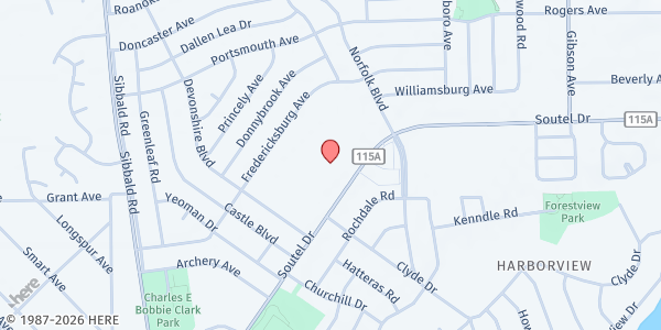 Map showing First New Zion Missionary Baptist Church at 4835 Soutel Dr., Jacksonville, FL