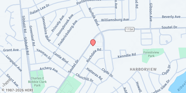 Map showing First New Zion Missionary Baptist Church at 4810 Soutel Drive, Jacksonville, FL