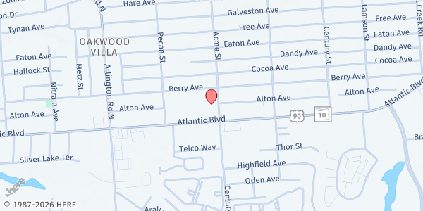 Map showing Five Star Veterans Center at 40 Acme St., Jacksonville, FL