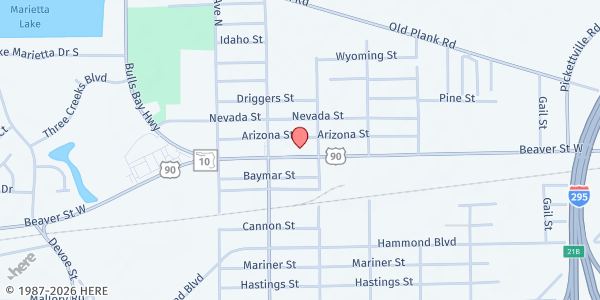 Map showing Good Samaritan Ministries at 8023 W. Beaver St., Jacksonville, FL